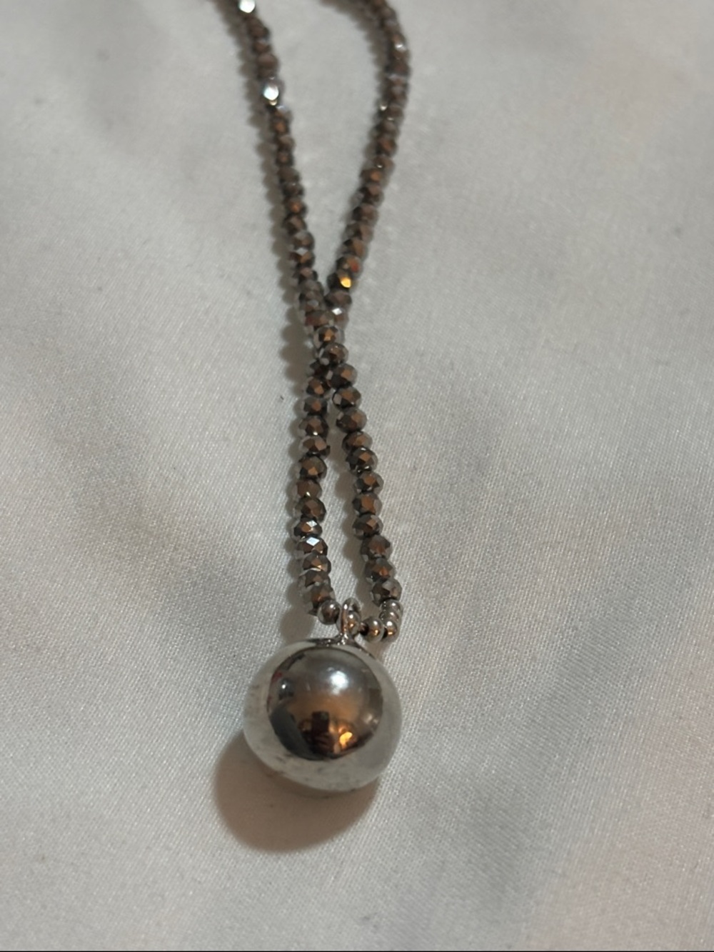 Silver Ball Pendant Necklace - Women's Jewelry adjustable length